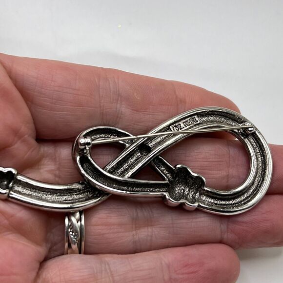Erwin PEARL Signed Rope KNOT BROOCH Pin Mid Century Costume Jewelry - Picture 6 of 7